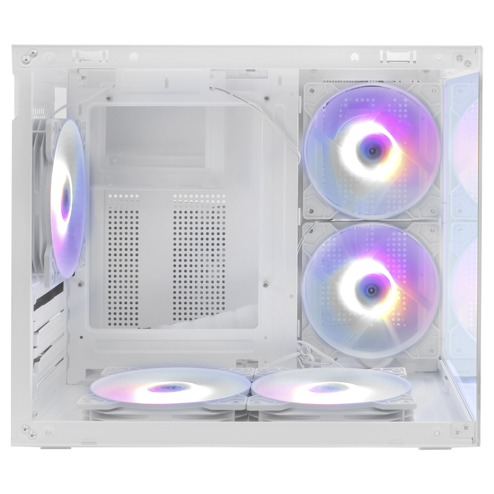 Gabinete Gamer Macrovip Max Aqua Series Mini Tower 5 Cooler RGB Blanco(MV-TCXA325F5W)