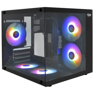 Gabinete Gamer Macrovip Max Aqua Series Mini Tower 5 Cooler RGB Negro(MV-TCXA325F5B)