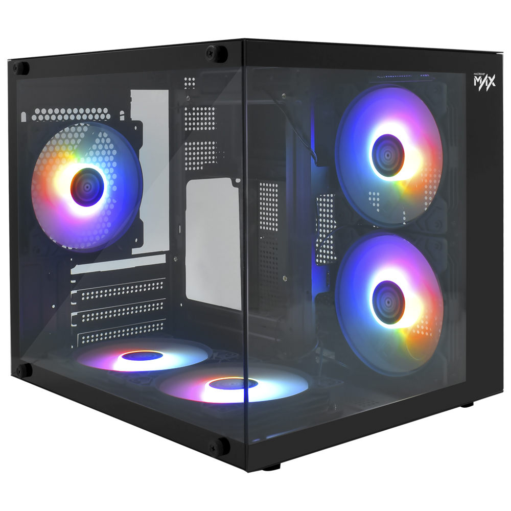 Gabinete Gamer Macrovip Max Aqua Series Mini Tower 5 Cooler RGB Negro(MV-TCXA325F5B)