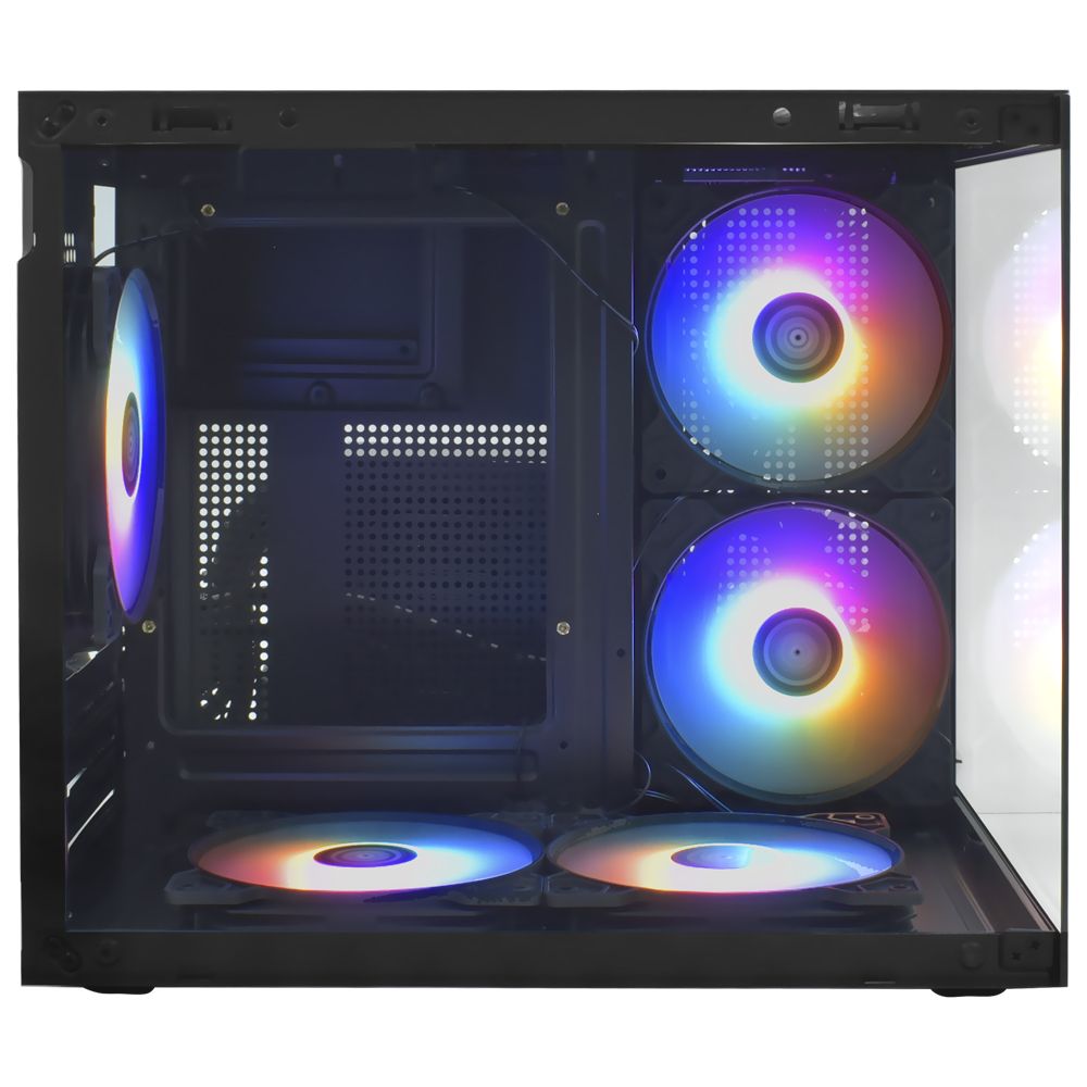 Gabinete Gamer Macrovip Max Aqua Series Mini Tower 5 Cooler RGB Negro(MV-TCXA325F5B)