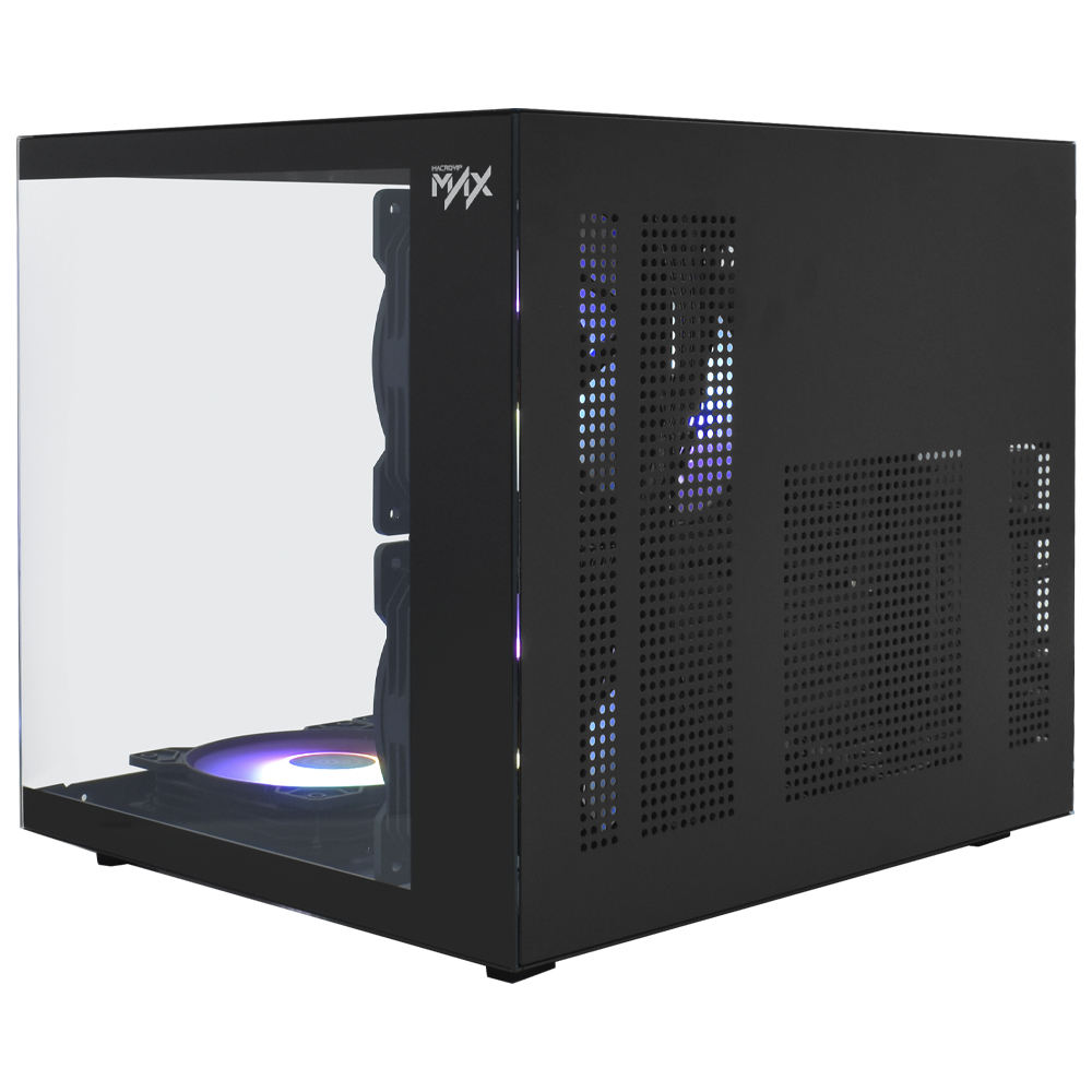Gabinete Gamer Macrovip Max Aqua Series Mini Tower 5 Cooler RGB Negro(MV-TCXA325F5B)