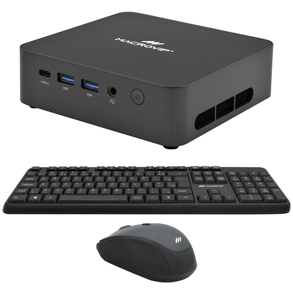 Mini PC Macrovip nanoBOX K1 Intel Core i3 1215U de 1.2GHz 8GB de RAM 512GB SSD Win11Pro Negro + Monitor 22" Teclado Mouse