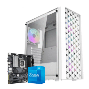 Placa Madre: GIGABYTE B760M D3HP WIFI6 DDR5 HDMI DP Procesador: Intel i5 12400F BOX 4.4GHz sin video integrado Cooler CPU: (Generalmente incluido en box Intel) Memoria RAM: Kingston Fury Beast Black 16GB (2x8GB) DDR5 5600MHz Tarjeta Gráfica: MSI RTX 5060 Shadow 2X OC 8GB GDDR6 Almacenamiento: Kingston SNV3S 1TB M.2 NVMe PCIe 4.0 Fuente: GIGABYTE GP-P650G 650W 80+ Gold Gabinete: AIGO DarkFlash DK351 Vidrio ARGB 4 Fans White E-ATX