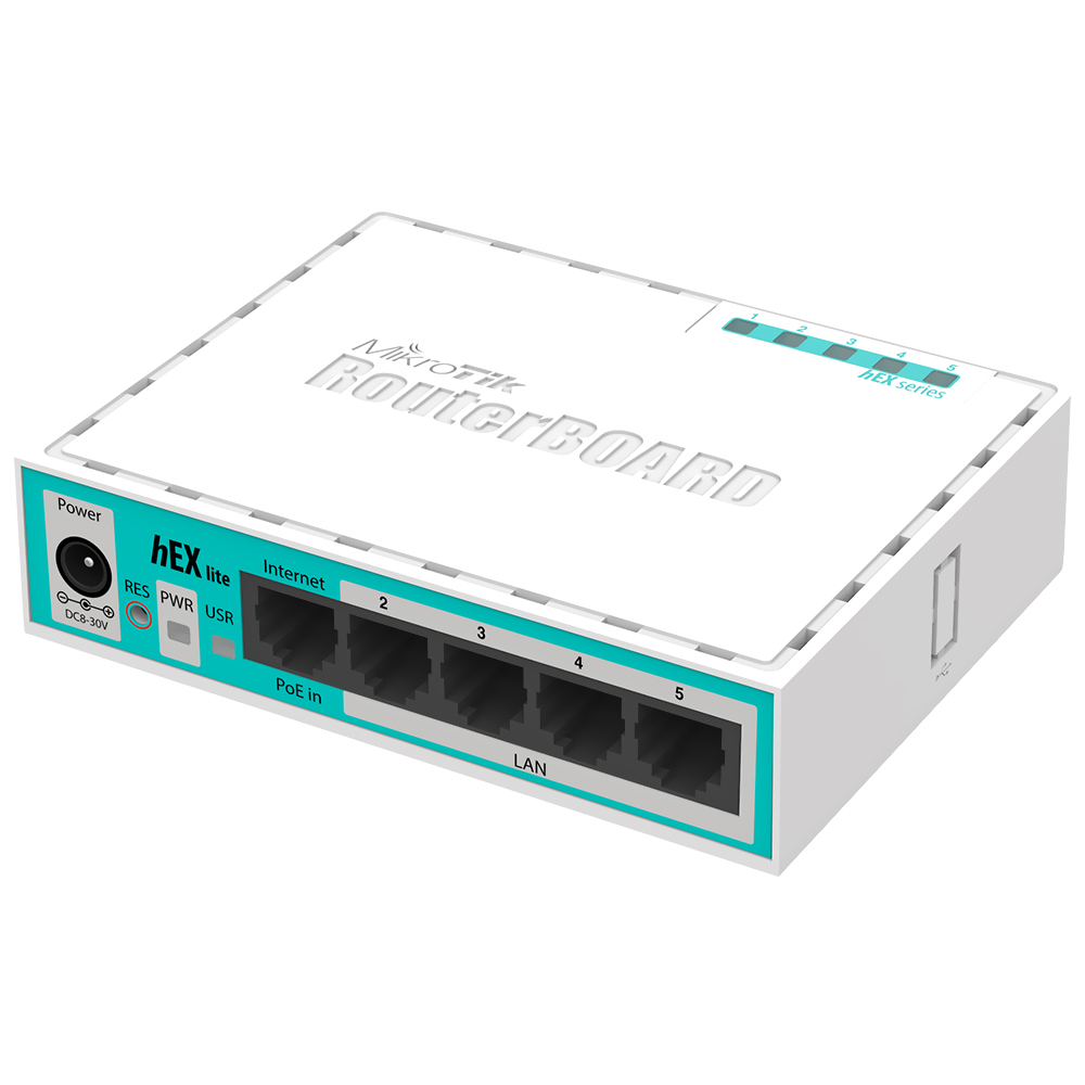 Switch Mikrotik Routerboard RB 750R2 Hex Lite Blanco