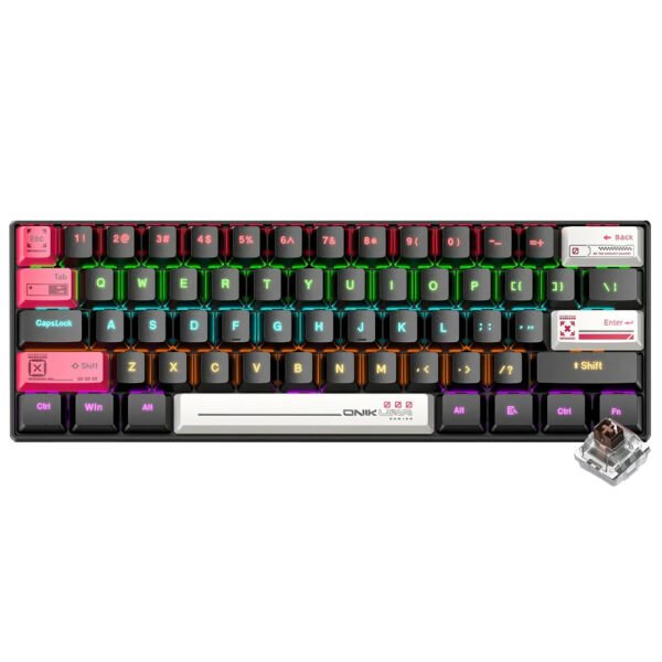 Teclado Gamer Mecanico Onikuma G55 Mini USB RGB Tea Ingles Negro