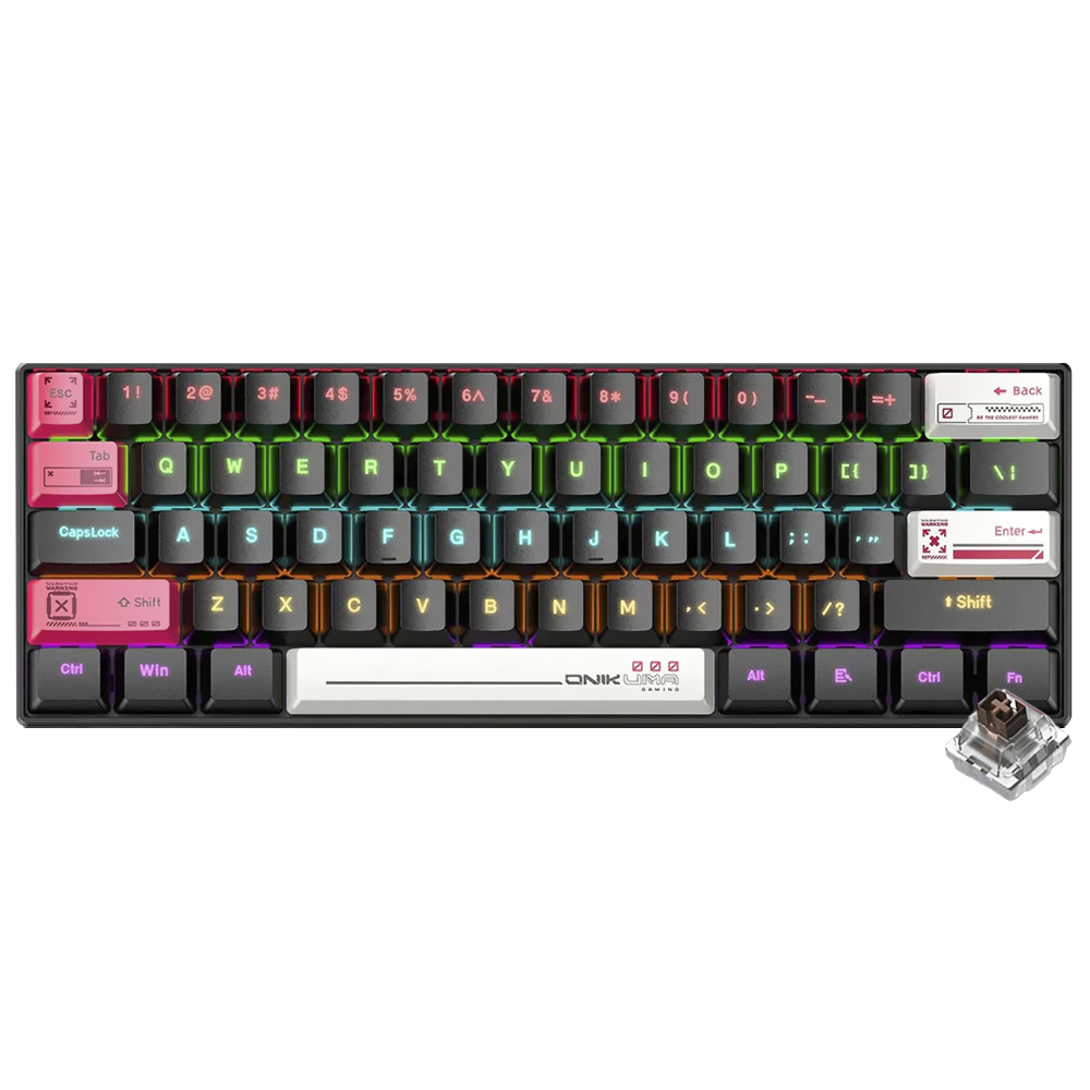 Teclado Gamer Mecánico Onikuma G55 Mini USB RGB Tea Inglés Negro