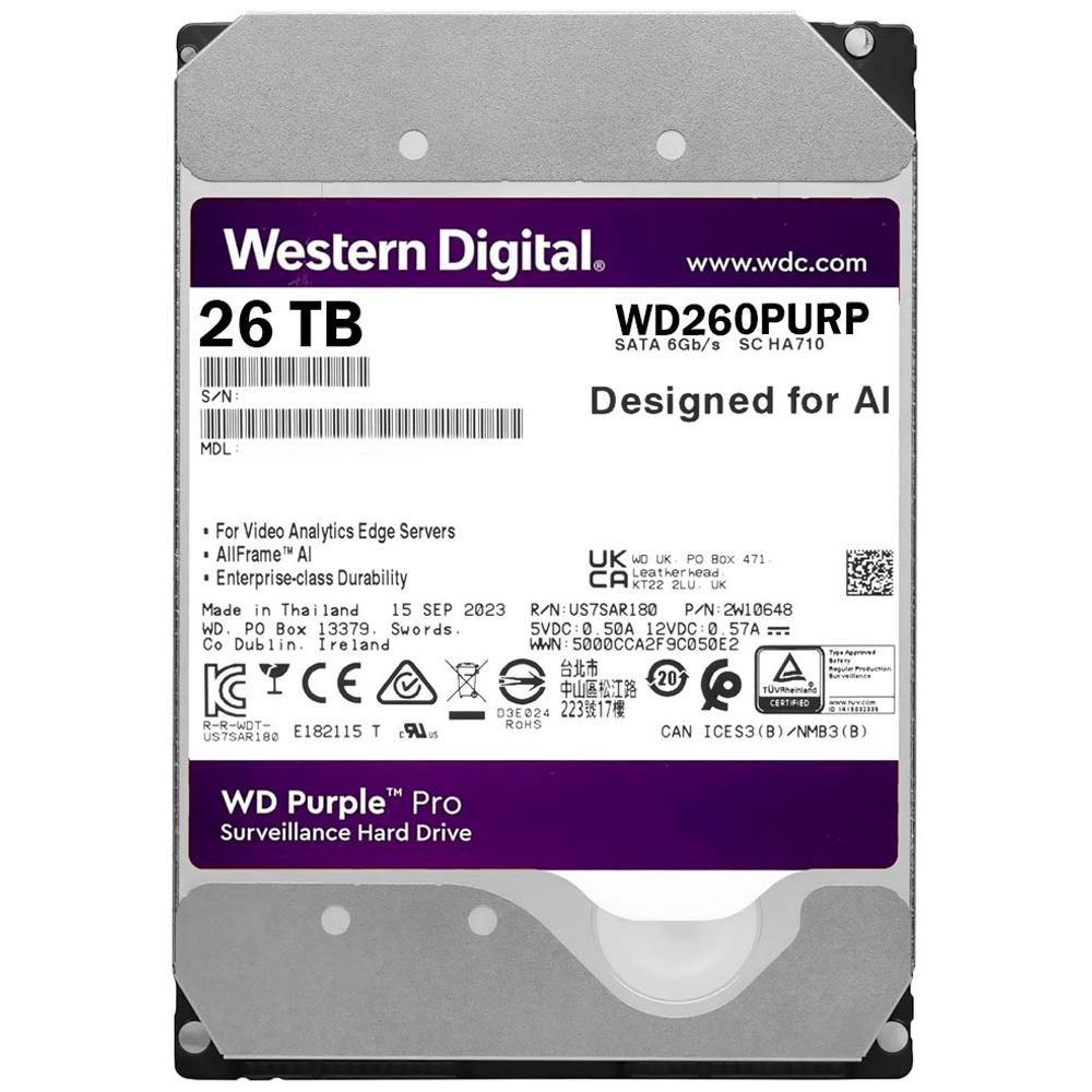 HDD Western Digital 26TB WD Purple Pro 3.5" SATA 3 7200RPM WD260PURP