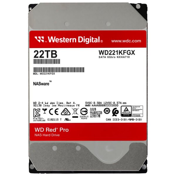 HDD Western Digital 22TB WD Red Pro Nas 3.5" SATA 3 7200RPM WD221KFGX
