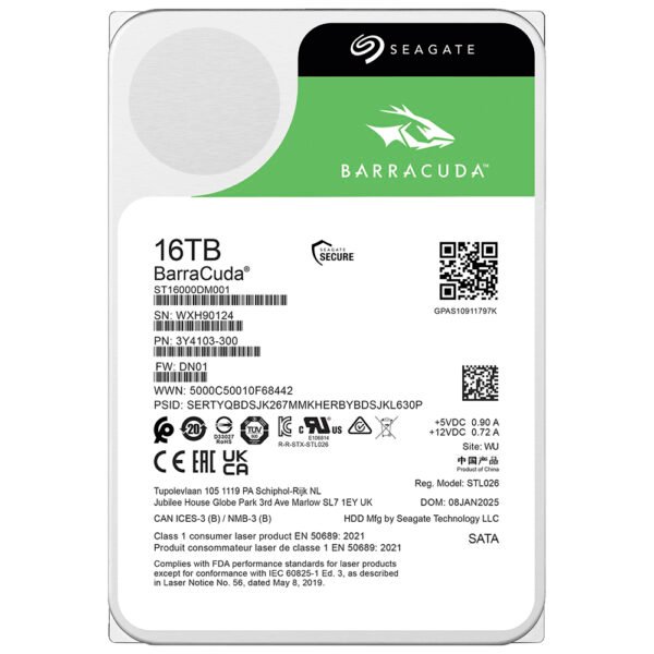 HDD Seagate 16TB Barracuda 3.5" SATA 3 7200RPM ST16000DM001