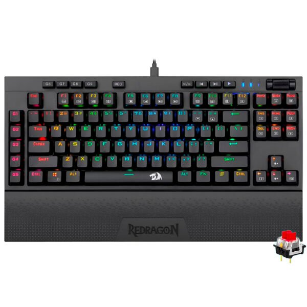 Teclado Gamer Mecánico Redragon K588RGB Broadsword USB RGB Red Inglés Negro