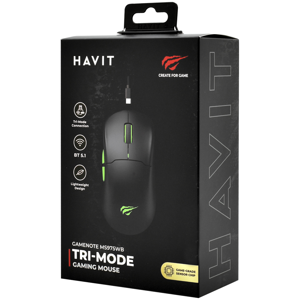 MOUSE GAMER WIRELESS HAVIT MS975WB GAMENOTE BT 20000DPI PRETO VERDE