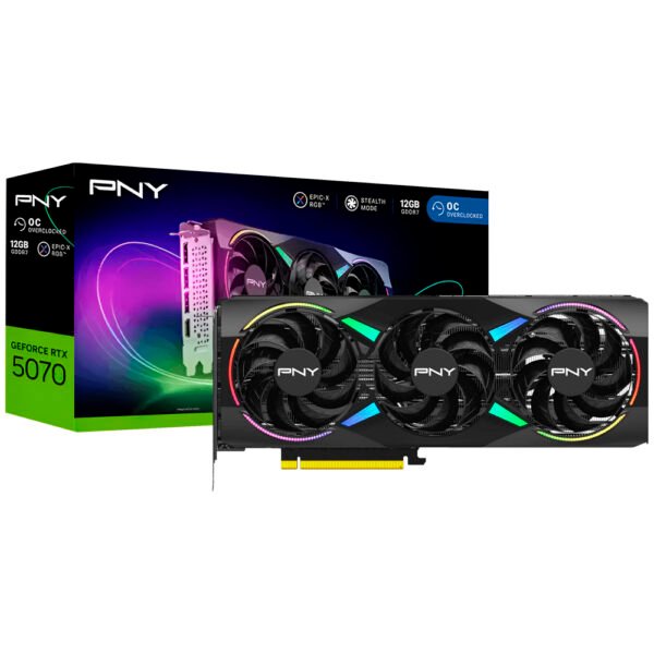 Tarjeta Gráfica PNY Epic-X OC 12 GB GeForce RTX 5070 GDDR7 / RGB-VCG507012TFXXPB1-O