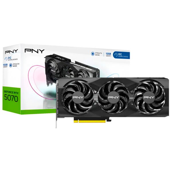 Placa de Video PNY Stealth Mode OC 12GB GeForce RTX5070 GDDR7 - VCG507012TFXPBW1-O