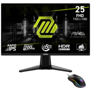 Monitor Gamer MSI Mag 255F E20 25" Full HD 200Hz 0.5Ms Negro + Mouse