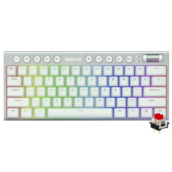 Teclado Gamer Mecánico REDRAGON K632W-RGB Horus Mini USB RGB Red Inglés-Blanco