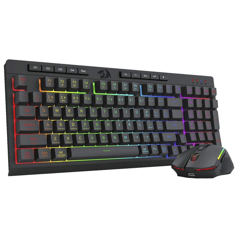 Teclado Gamer Redragon S142 Rylo Pro Combo Wireless RGB Inglés Negro