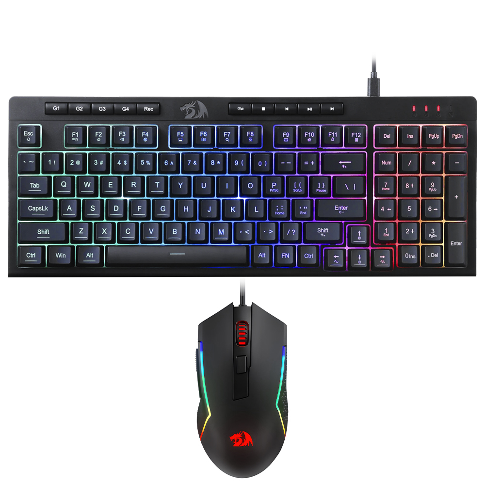 Teclado Gamer Redragon S141 Rylo Combo USB RGB Inglés Negro