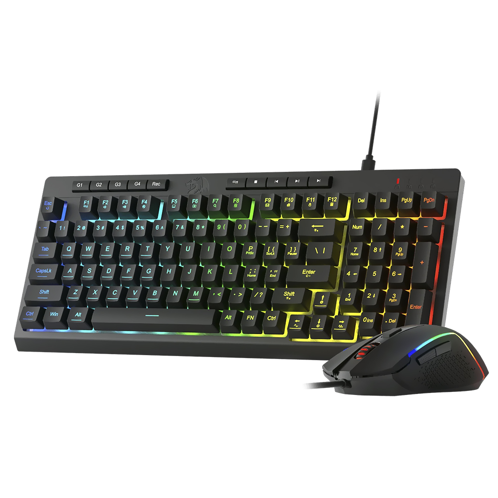 Teclado Gamer Redragon S141 Rylo Combo USB RGB Inglés Negro