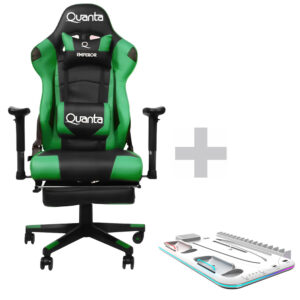 Silla Gamer Quanta QTGC20 Emperor Negro Verde + Soporte KRAB KBD5PRO
