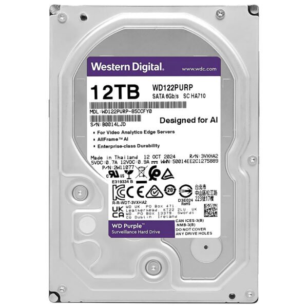 HDD Western Digital 12 TB WD Purple Pro 3.5" SATA 3 7200RPM - WD122PURP