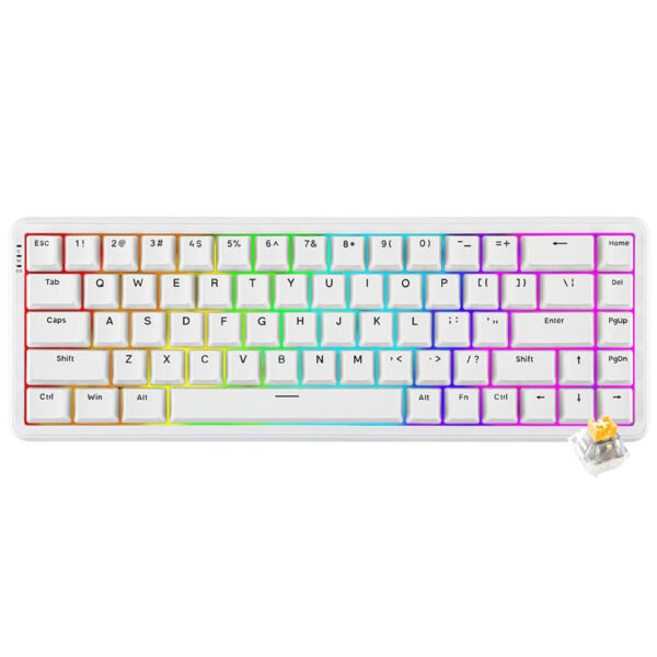 Teclado Gamer Mecánico Ajazz AK680 Max Abs Nacodexx Mini USB RGB Inglés-Blanco (984655)