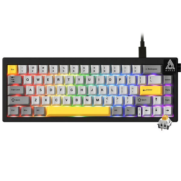Teclado Gamer Mecánico Ajazz AK650 Nacodexx Mini USB RGB Moon Yellow Inglés-Gris Blanco (986451)
