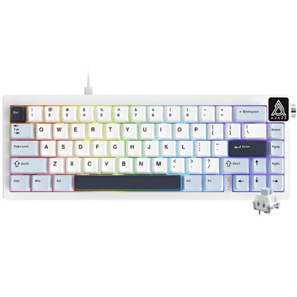 Teclado Gamer Mecánico Ajazz AK650 Nacodexx Mini USB RGB Sea Salt Inglés-Blanco Azul (986468)