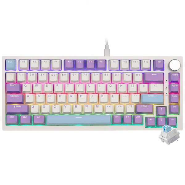 Teclado Gamer Mecánico Ajazz AK820 Nacodexx USB RGB Sea Salt Inglés-Blanco Morado (980190)