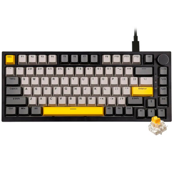 Teclado Gamer Mecánico Ajazz AK820 Nacodexx USB RGB Moon Yellow Inglés-Gris Blanco