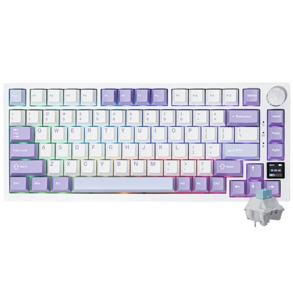 Teclado Gamer Mecánico Ajazz AK820 Pro Nacodexx Wireless RGB Flying Fish Inglés-Blanco Morado (980794)