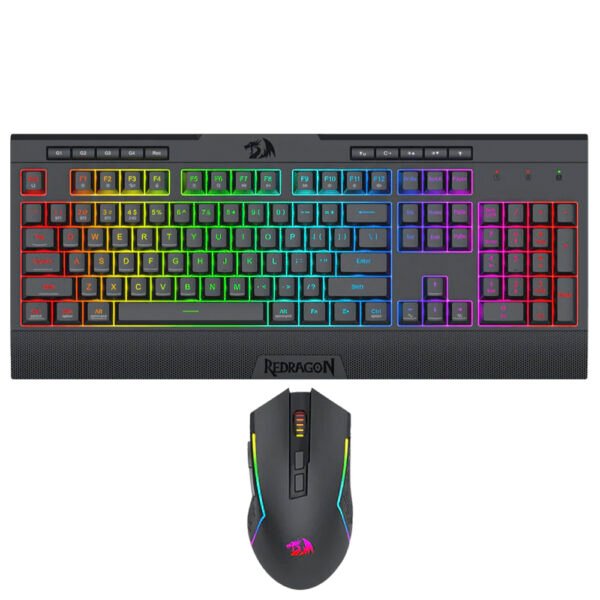 Teclado+mouse Gamer REDRAGON Essentials S151-Pro Wireless RGB Inglés-Negro