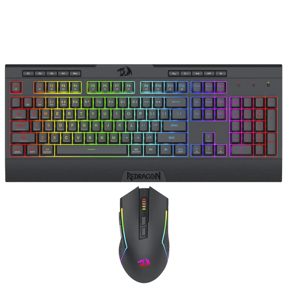 Teclado + Mouse Gamer Redragon Essentials S151-PRO Wireless RGB Inglés Negro