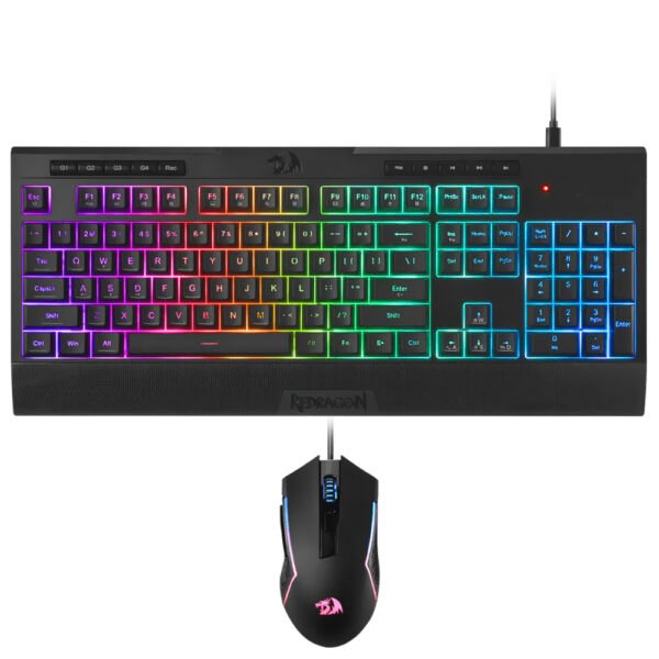 Teclado+mouse Gamer REDRAGON Essentials S151 USB RGB Inglés-Negro