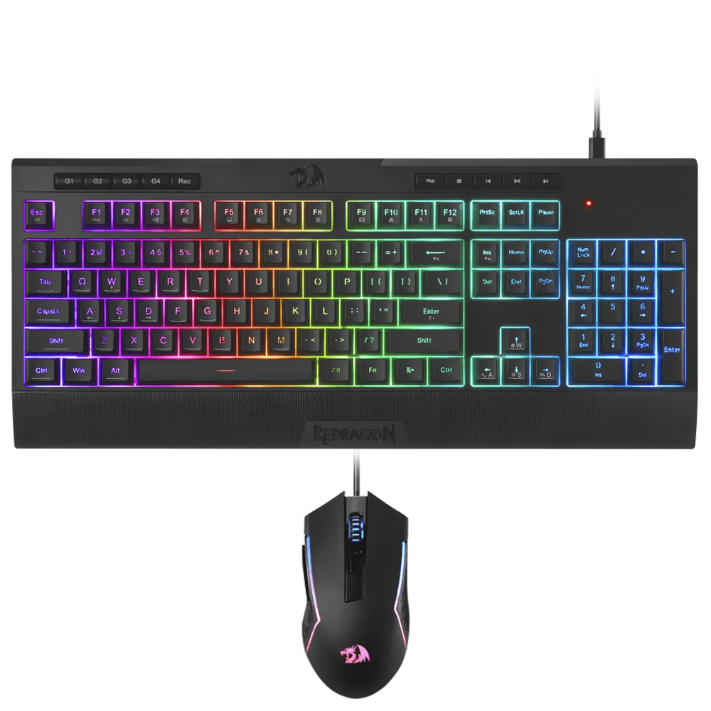 Teclado + Mouse Gamer Redragon Essentials S151 USB RGB Inglés Negro