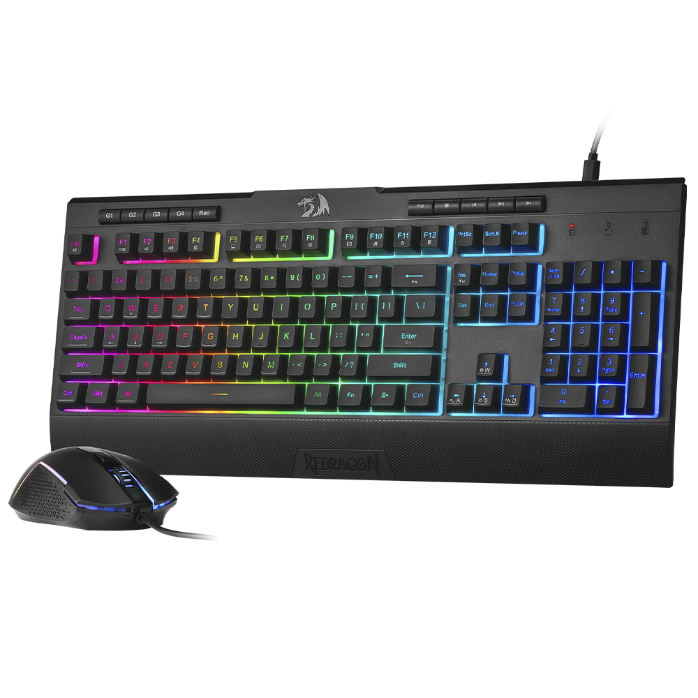 Teclado + Mouse Gamer Redragon Essentials S151 USB RGB Inglés Negro