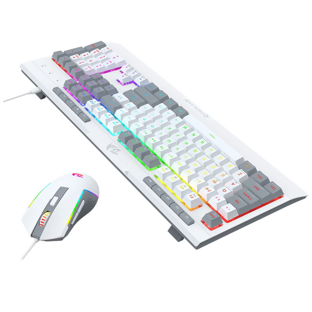 Teclado + Mouse Gamer Redragon Essentials S151W USB RGB Inglés Blanco