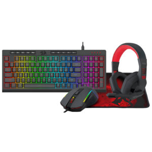 Kit Gamer Redragon Essentials S149 Teclado + Mouse + Mousepad + Auricular RGB Inglés Negro