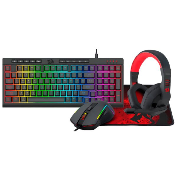 Kit Gamer REDRAGON Essentials S149 Teclado+mouse+mousepad+auricular RGB Inglés-Negro