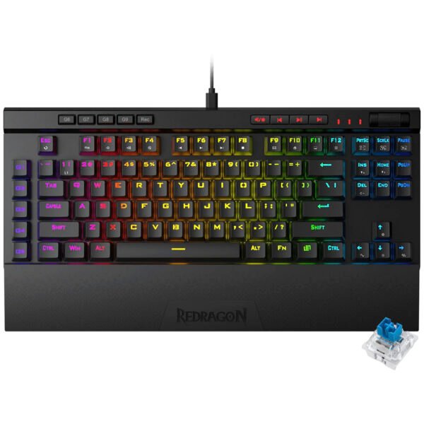 Teclado Gamer Mecánico REDRAGON K587RGB-Pro Magic-Wand Pro USB RGB Blue Inglés-Negro