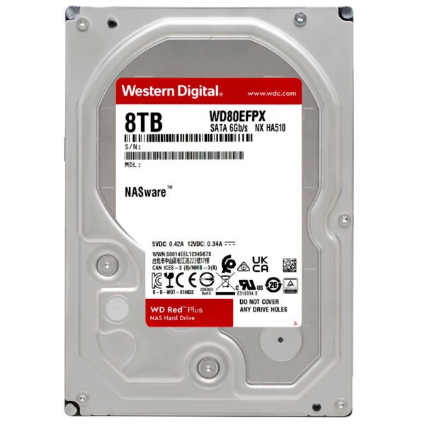 HDD Western Digital 8 TB WD Red Plus NAS 3.5" SATA 3 5640RPM - WD80EFPX