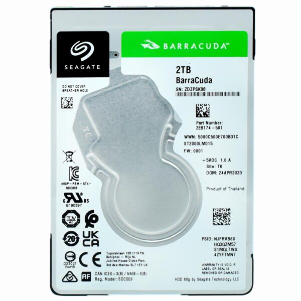 HDD Para Notebook Seagate 2 TB Barracuda 2.5" SATA 3 5400RPM-ST2000LM015