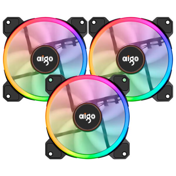 Cooler para Gabinete AIGO DR12 12x12 LED RGB Kit con 3