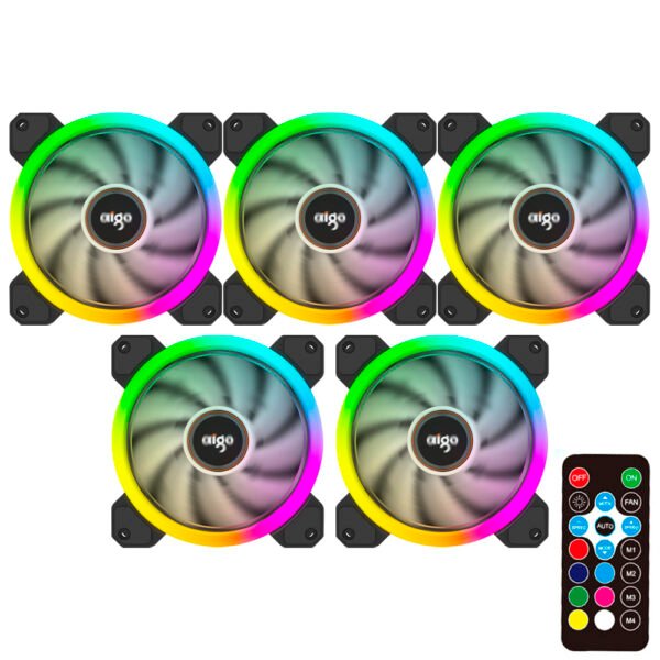 Cooler para Gabinete AIGO DR12 12x12 LED RGB Kit con 5