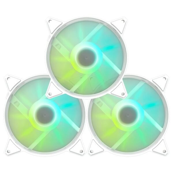 Cooler para Gabinete DARKFLASH C6MS 12x12 LED RGB Blanco Kit con 3