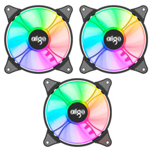 Refrigerador Para Gabinete Aigo Ar12 12X12 Argb Negro (Kit Con 3)