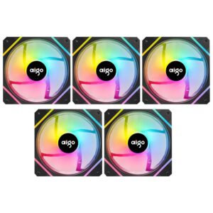 Cooler para Gabinete AIGO AM12 Pro 12x12 ARGB Negro (KIT CON 5)