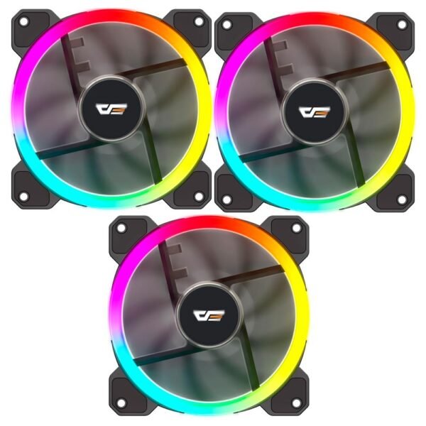 Cooler para Gabinete DARKFLASH DR12 PWM Aura Spectrum 12x12 ARGB Kit con 3