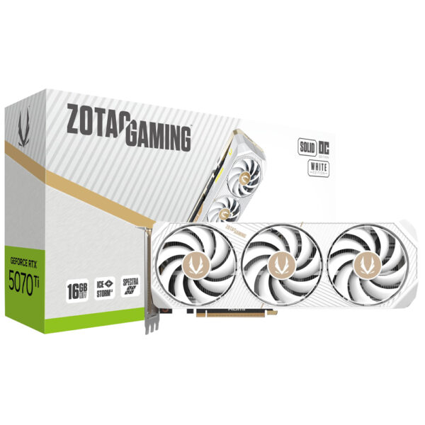 Tarjeta Gráfica ZOTAC Gaming Solid Core OC White Ed 16 GB GeForce RTX 5070TI GDDR7-ZT-B50710Q2-10P