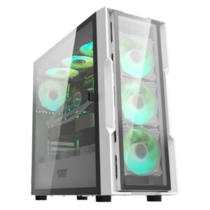 Gabinete Gamer Darkflash DK431 Glass ATX 4 Cooler ARGB Blanco