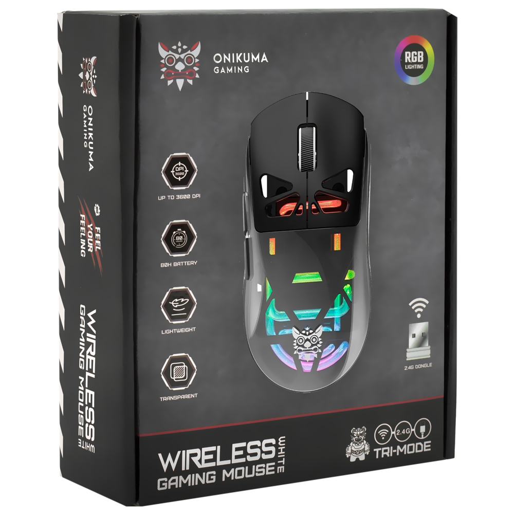 Mouse Gamer Onikuma CW930 RGB Wireless / Bluetooth - Negro
